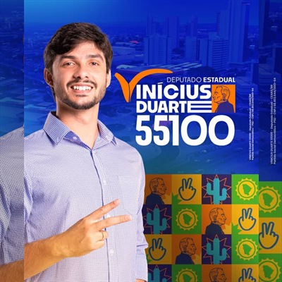 Capa sem distorção: Vinícius Duarte divulga número de campanha para deputado estadual